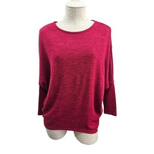 ISCA Women's L Drop Shoulder 3/4 Sleeve‎ Pullover Hi-Lo Lightweight Sweater EUC